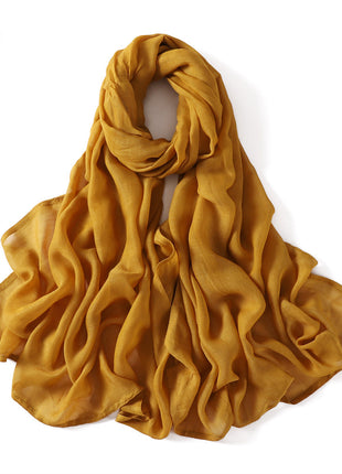 Solid Color Wide-brimmed Cotton And Linen Monochrome Scarf Veil