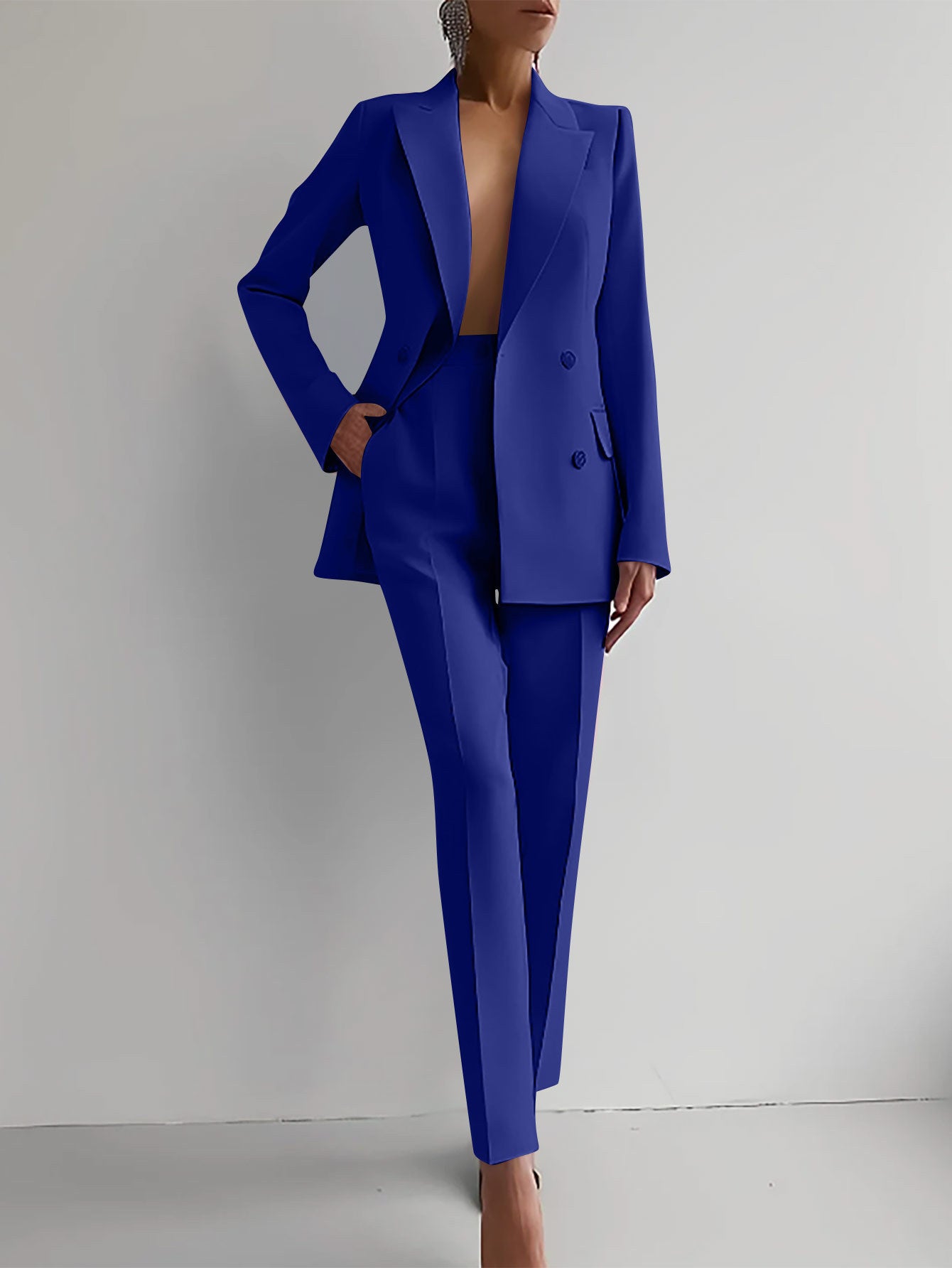 Business Suits Long Sleeve Single-breasted Jacket and Slim Fit Trousers