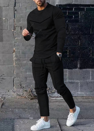 Round Neck Long Sleeve T-shirt Trousers Suit