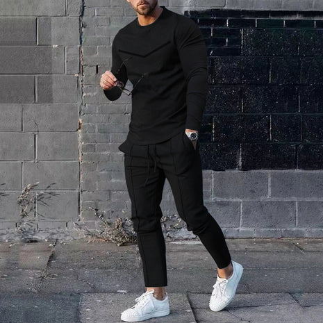 Round Neck Long Sleeve T-shirt Trousers Suit