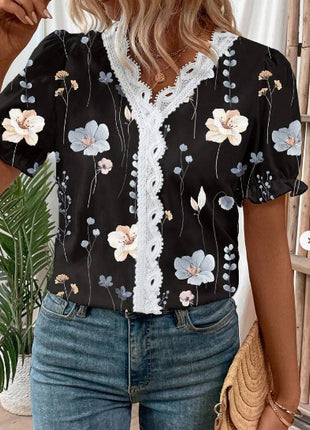 Floral Lace Puff Sleeve Shirt