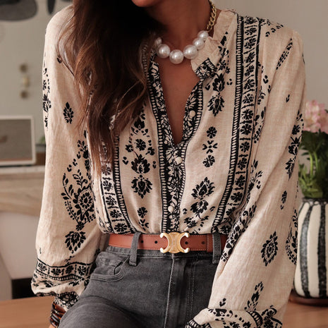 French Temperament Socialite Cotton and Linen Long Sleeve Shirt