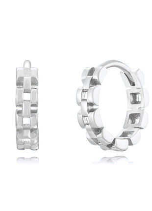 Sterling Silver Needle Street Fashion Geometry Pattern Round Earrings