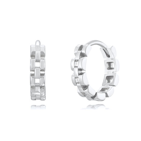 Sterling Silver Needle Street Fashion Geometry Pattern Round Earrings