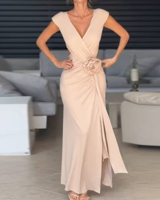 Sleeveless V-neck Cross Stretch Dress