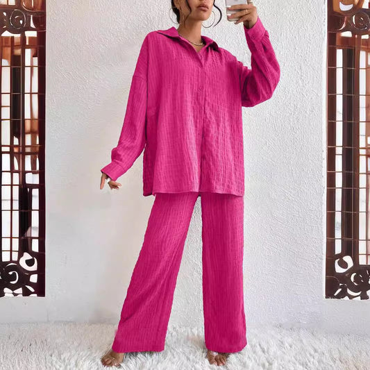 Casual Pleated Trousers Long Sleeve Lapel Elegant Suit
