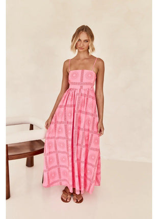 Pinkish Sunny Back Cutout Sling Dress