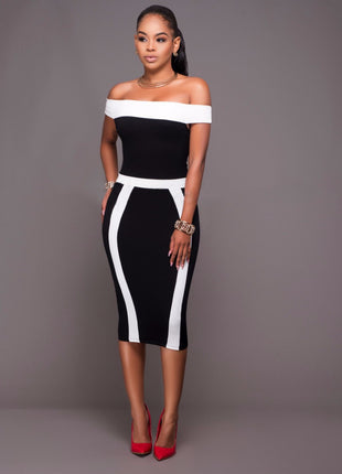 Off-the-shoulder Slim-fit Sheath Dress