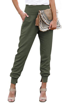 High Waist Cropped Trousers with Slits