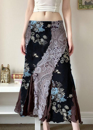 Flora Retro Style Long Skirt