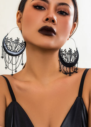 Halloween Flower Hollow Tassel Stud Earrings