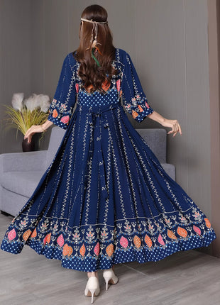 Bohemian Ethnic Style Embroidered Large Swing Dress