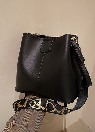 French Minority Design Wide Shoulder Strap Bucket Bags