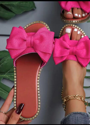 Bottom Rhinestone Bowknot Cloth Flat