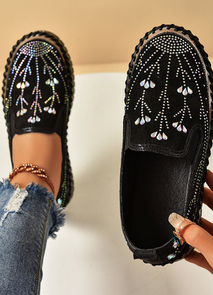 Slip-on Rhinestone Thick Bottom Shoes