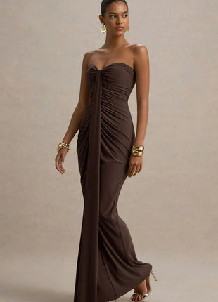 Bandeau Slim Fit Pleated Sheath Dress