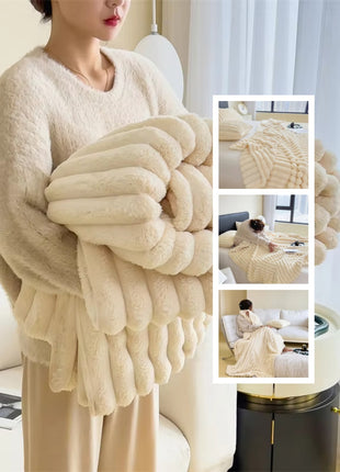 Soft Wind Bubble Blanket Rabbit Fur Double-sided Thickening Cover