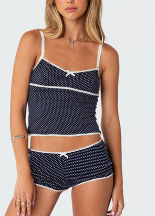 Lace Stitching Two-Piece Pyjamas Set