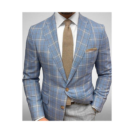 Light Business Men's Printed Checks Coat