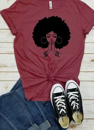 Afro Lady Graphic Casual T-Shirt