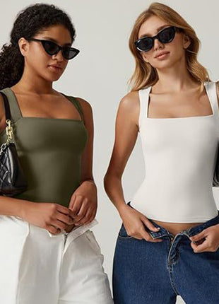 Summer Square-neck Tank Vest Ins Fashion Slim Sleeveless Tops