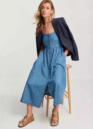 High Waist Denim Dress