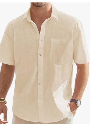 Cotton And Linen Short Sleeve Shirt
