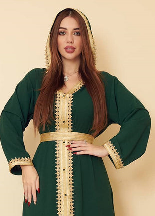 Linen Green Hooded Swing Dress