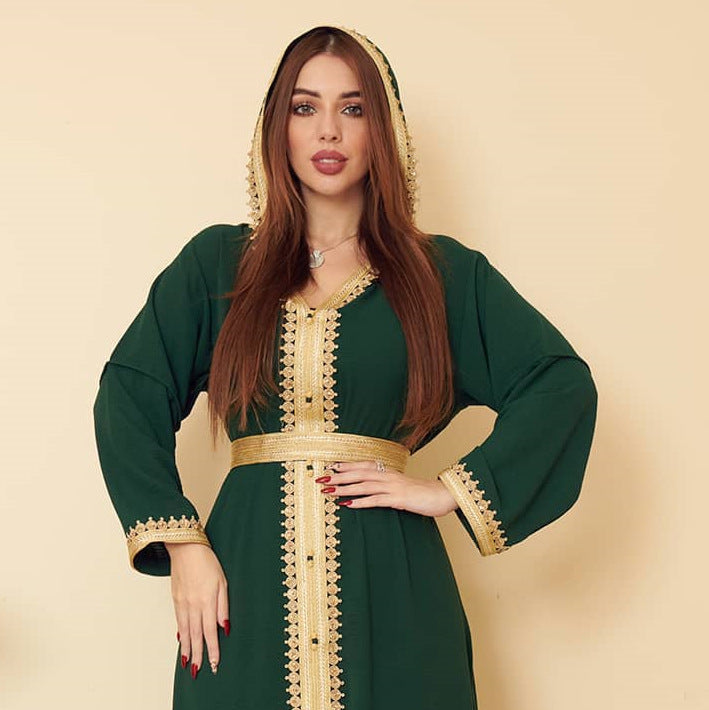 Linen Green Hooded Swing Dress