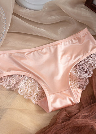 Lace Pansy Cross Strap Breathable Low Waist Briefs