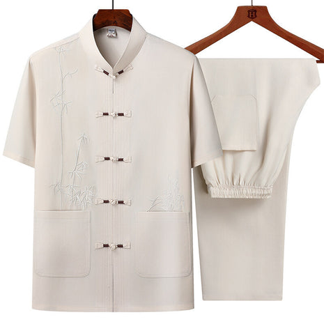 Men's Short Sleeve Chinese Style Chinese Frog Tang Suit