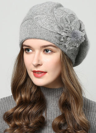 Rabbit Fur Knitted Woolen Cap
