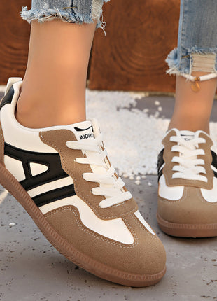 Retro Color Matching Lace-up Lightweight Jogging Women's Shoes