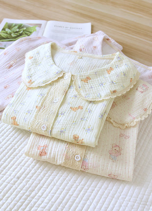 Casual Double-layer Cotton Yarn Pyjamas