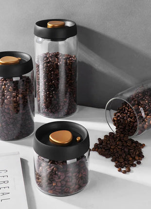 Vacuum Airtight Sealed Glass Jar for Coffee Beans Canister Kitchen Food Grains Candy Keep Fresh and Good