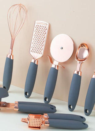 Copper Plated Set of 7 Kitchen Utensils