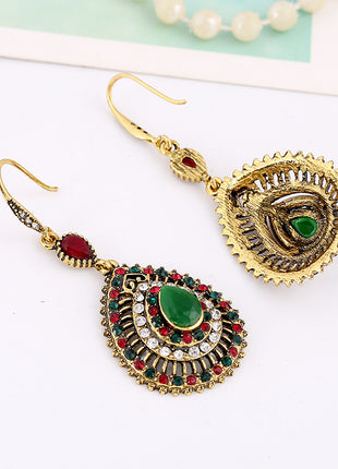 Ethnic Style Full Diamond Drop-shaped Alloy Earrings