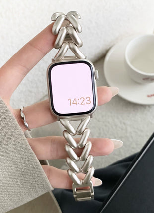 Suitable For Apple Watch Single Row V Chain Denim Chain Metal Watch Band