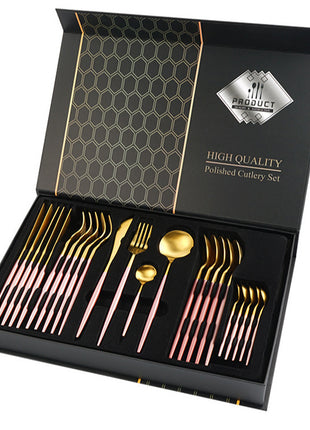 Stainless Steel Tableware 24-piece Set with Gift Box