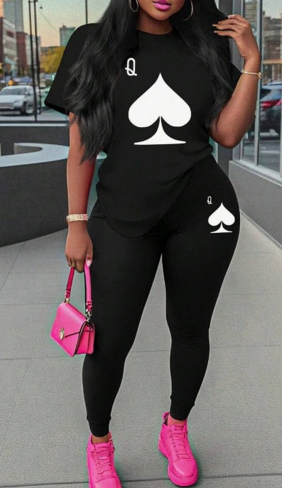ACE Round Neck T-Shirt And Leggings Set