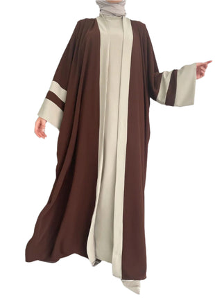 Elegant Brown Abaya with Headscarf