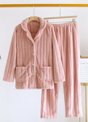 Simple Coral Fleece Pyjamas