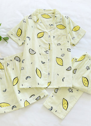 3 Pieces Sweet Gauze Cotton Pyjama Set