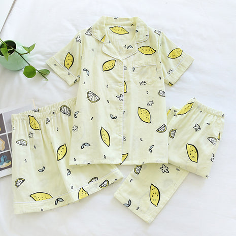 3 Pieces Sweet Gauze Cotton Pyjama Set