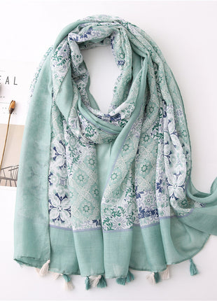 Japanese Style Artistic Cotton and Linen Scarf Bohemian Cashew