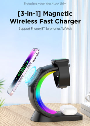 3 In 1 Magnetic Wireless Fast Charging for iPhone, Watch, Earbud