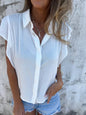 Satin Casual Loose Button Short Sleeve