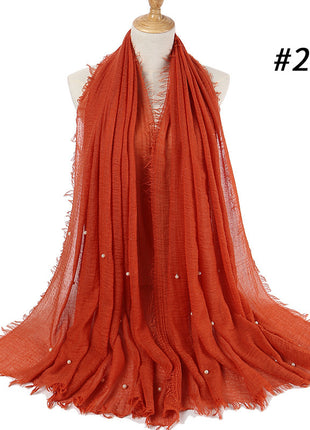 Cotton and linen crumpled monochrome scarf