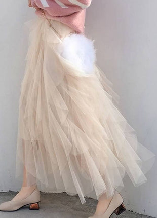 Korean Cake Mesh Pleated Skirt