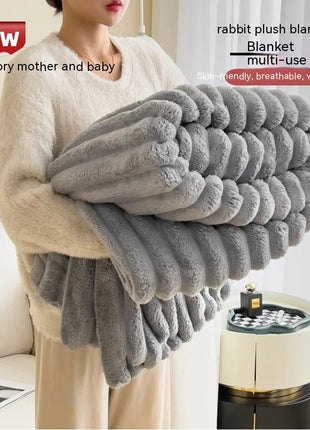 Soft Wind Bubble Blanket Rabbit Fur Double-sided Thickening Cover